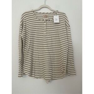 Chaser Long Sleeve Oversized Henley Tee NEW NWT